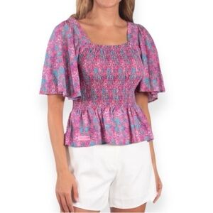 SIMPLY SOUTHERN Shirred Smocked Seahorse Top Size XL NEW